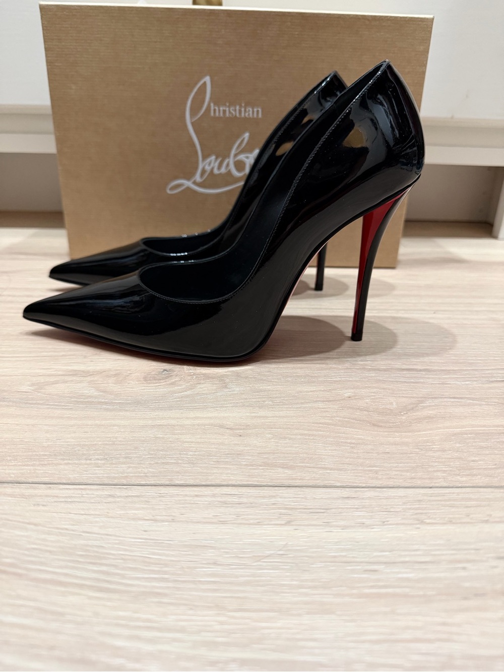 Christian Louboutin Miss Z Black Patent Leather Pointed-Toe Heels
